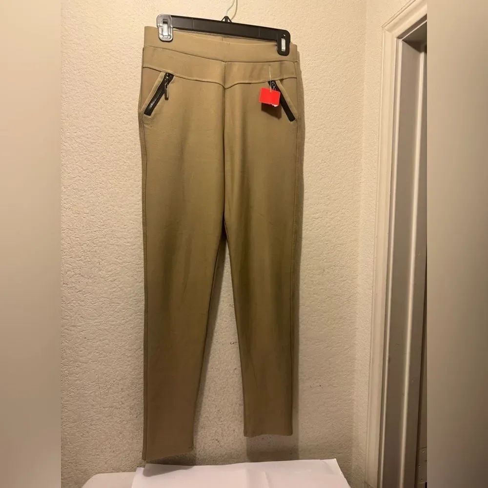 Coco + Carmen Tan Ponte Slim Leggings with Black Trim